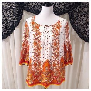 LOFT Oversized Floral Boho Peasant Top SZ Medium